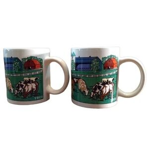 1999 Cattle Cows Grazing Dairy Farm Coffee  Tea Mug Cup Set Of 2 Dishwasher Safe